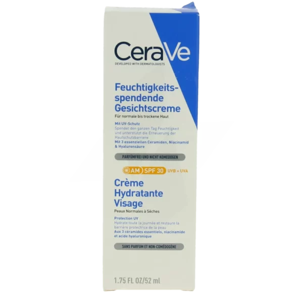 cerave soins visage creme hydratante visage spf30 pour les peaux normales a seches tube 52ml.webp