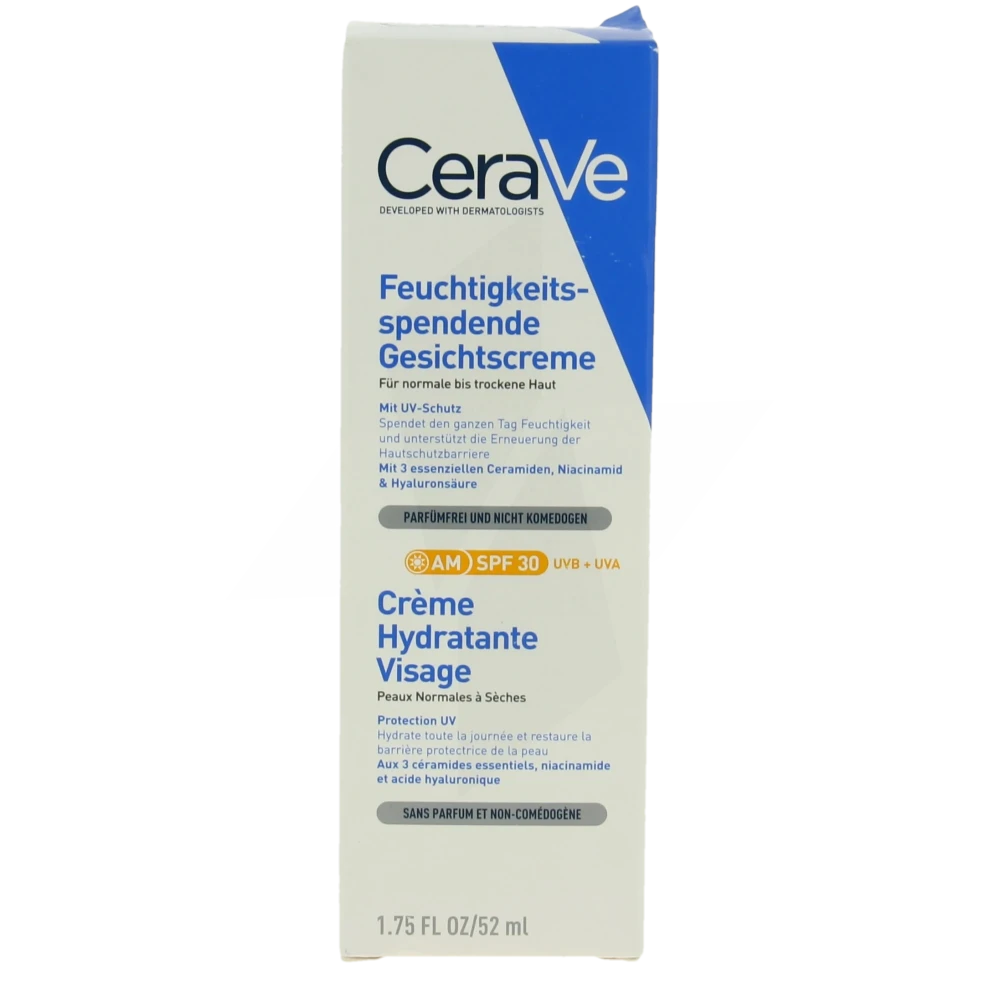 cerave soins visage creme hydratante visage spf30 pour les peaux normales a seches tube 52ml.webp