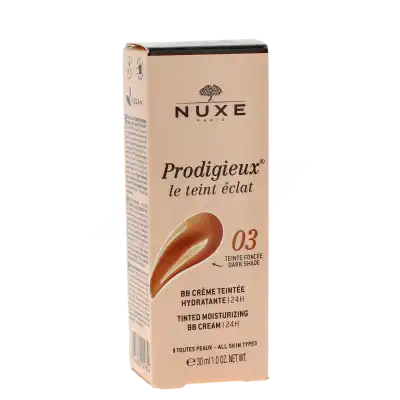 nuxe prodigieuse le teint eclat creme bb hydratante 24h foncee tube de 30 ml.webp